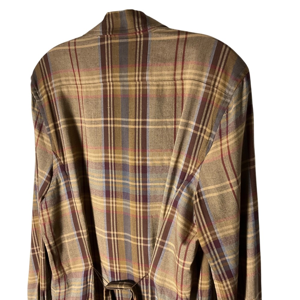 Polo Ralph Lauren Flannel Belted Midi Shirt Dress Brown Plaid Size XL - Picture 8 of 9